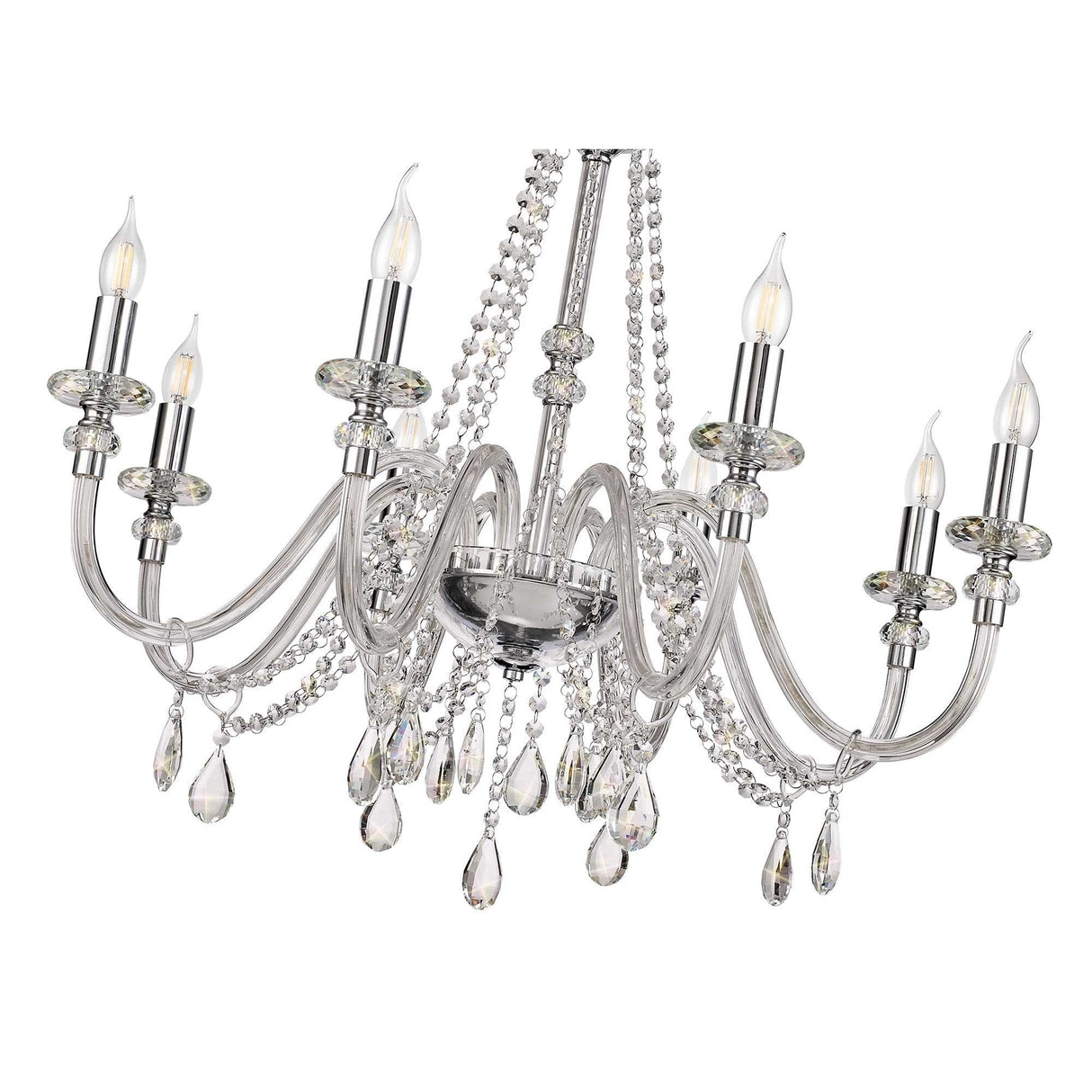 Elegant 8-Light Crystal Chandelier with Polished Chrome Finish