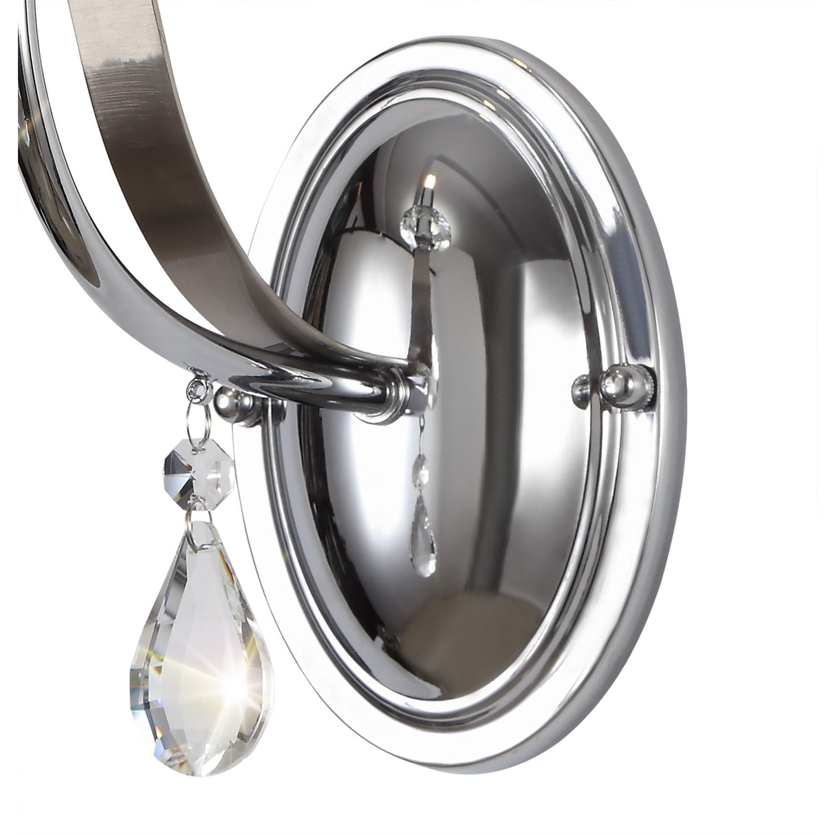 Elegant Crystal Wall Sconce with Polished Chrome and Satin Nickel Finish