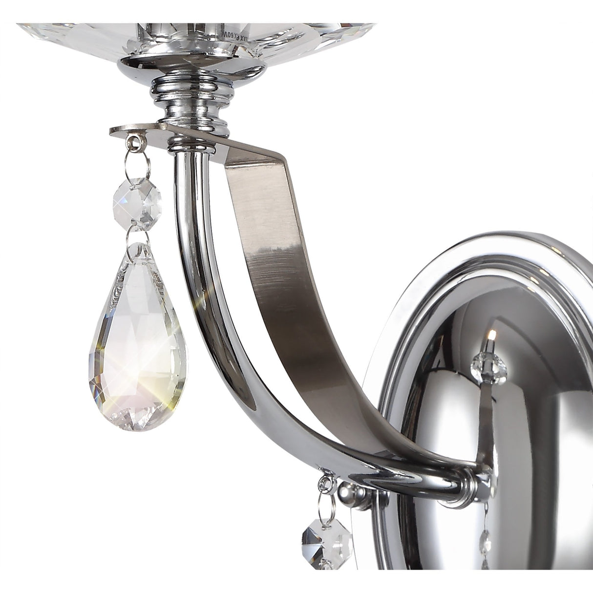 Elegant Crystal Wall Sconce with Polished Chrome and Satin Nickel Finish
