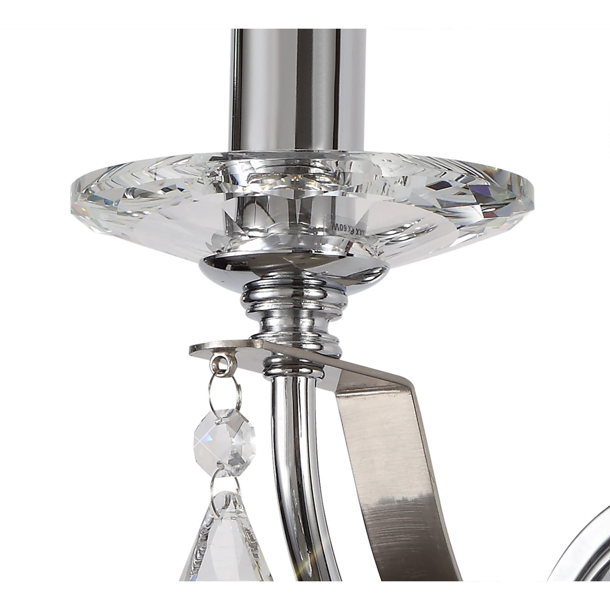 Elegant Crystal Wall Sconce with Polished Chrome and Satin Nickel Finish