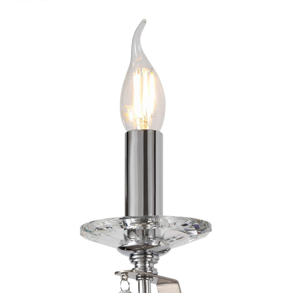 Elegant Crystal Wall Sconce with Polished Chrome and Satin Nickel Finish