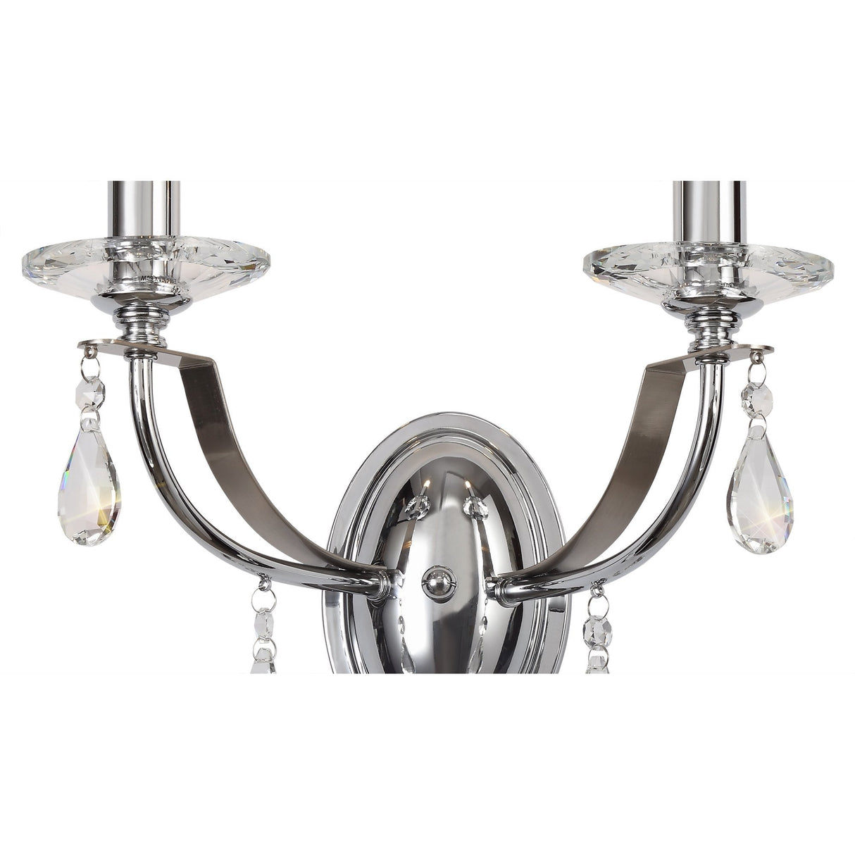Dual-Light Crystal Wall Sconce in Polished Chrome and Satin Nickel