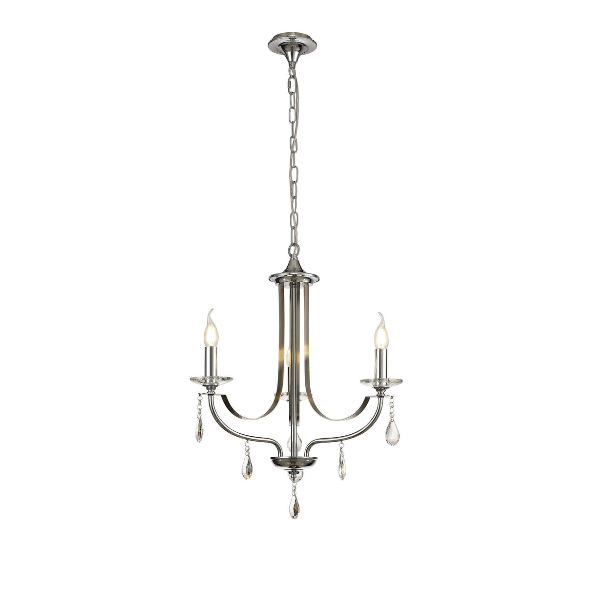 Elegant Tri-Light Pendant in Polished Chrome with Clear Crystal Accents