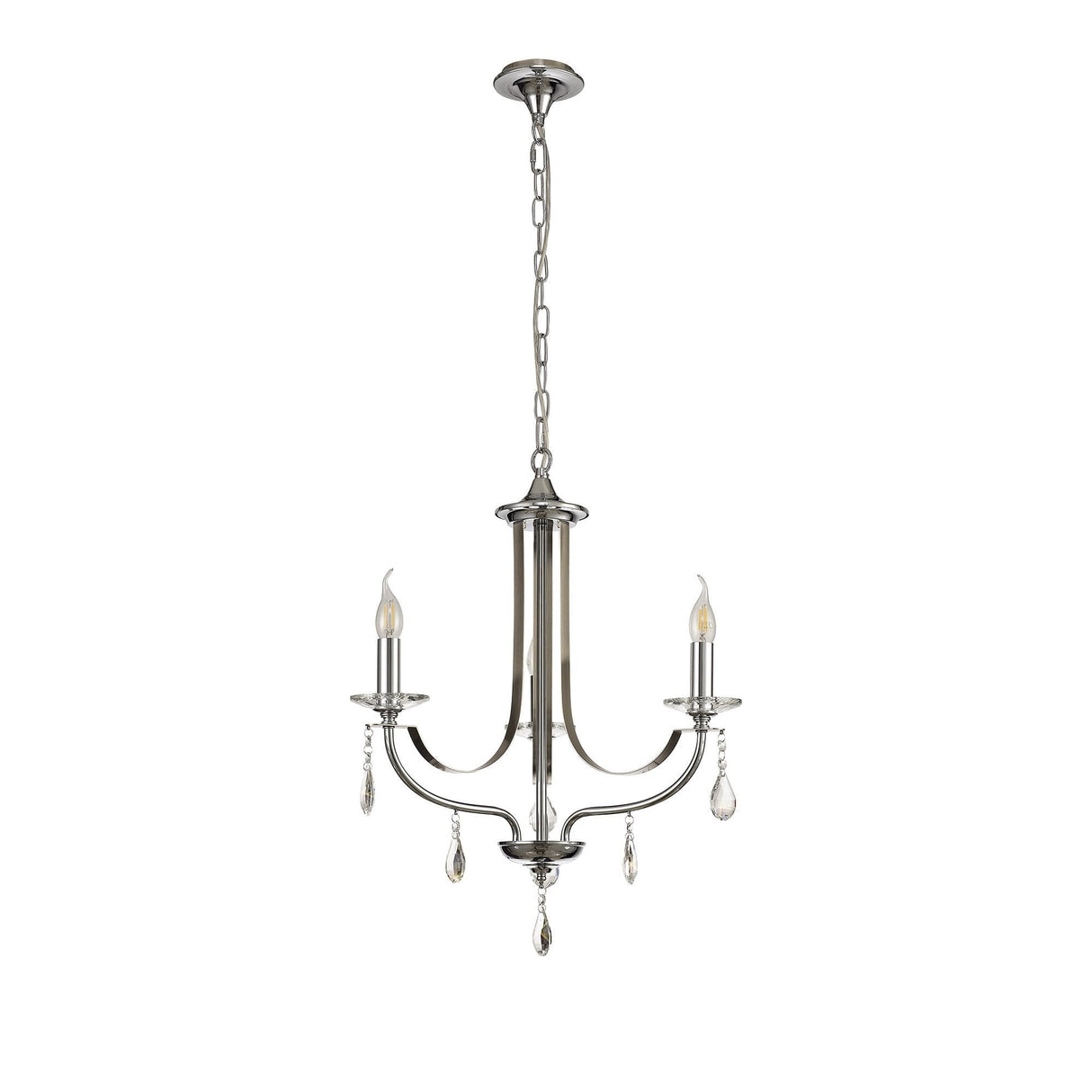 Elegant Tri-Light Pendant in Polished Chrome with Clear Crystal Accents