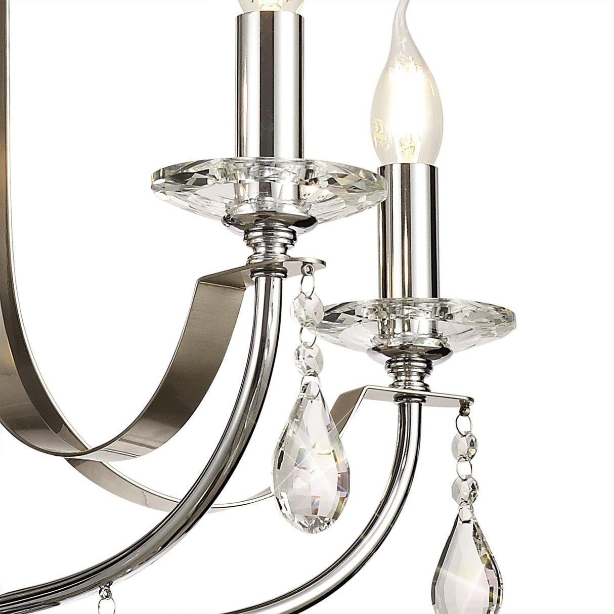Luxe Five-Light Pendant with Polished Chrome, Satin Nickel, and Clear Crystal Design