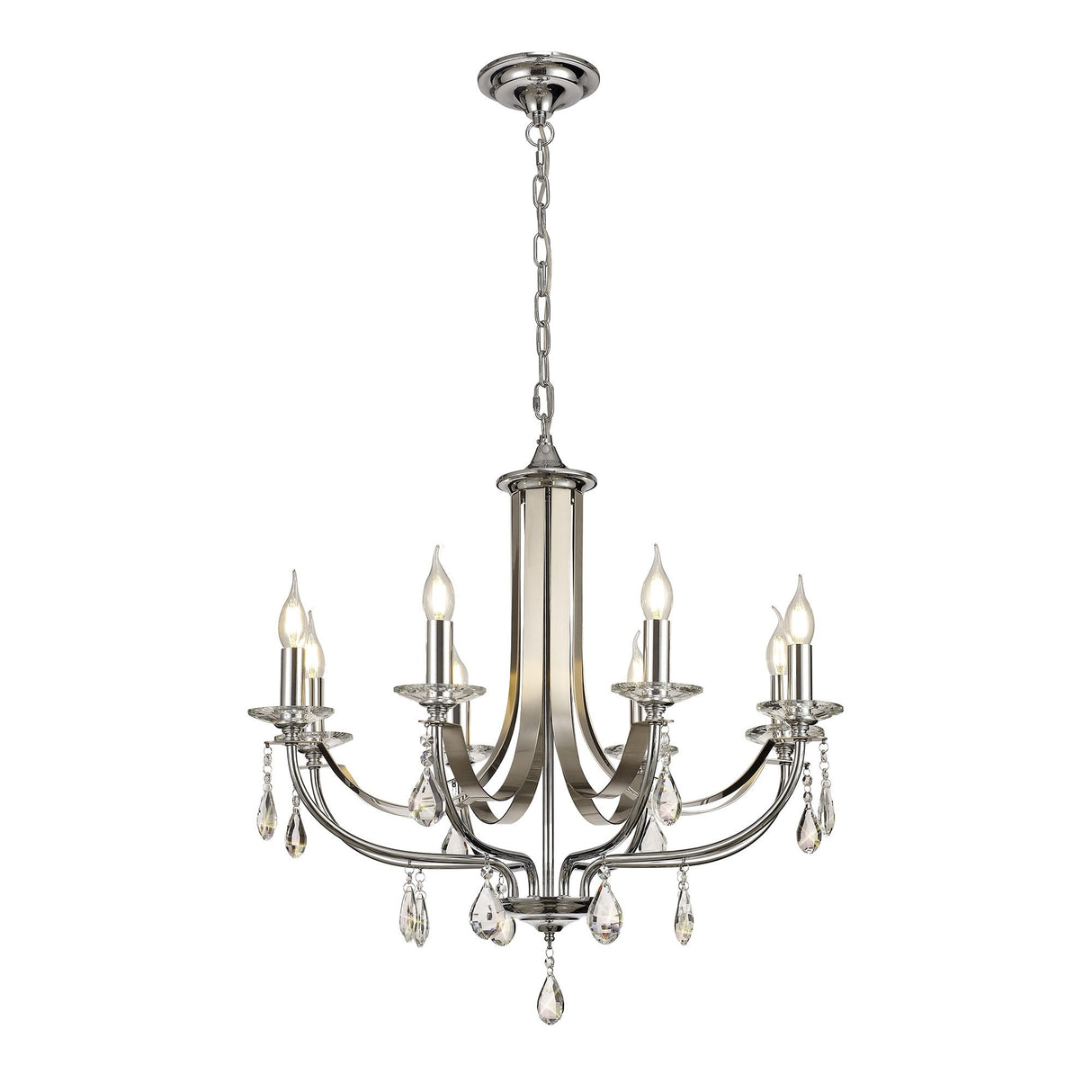 Elegance Eight-Light Pendant with Polished Chrome and Crystal Accents