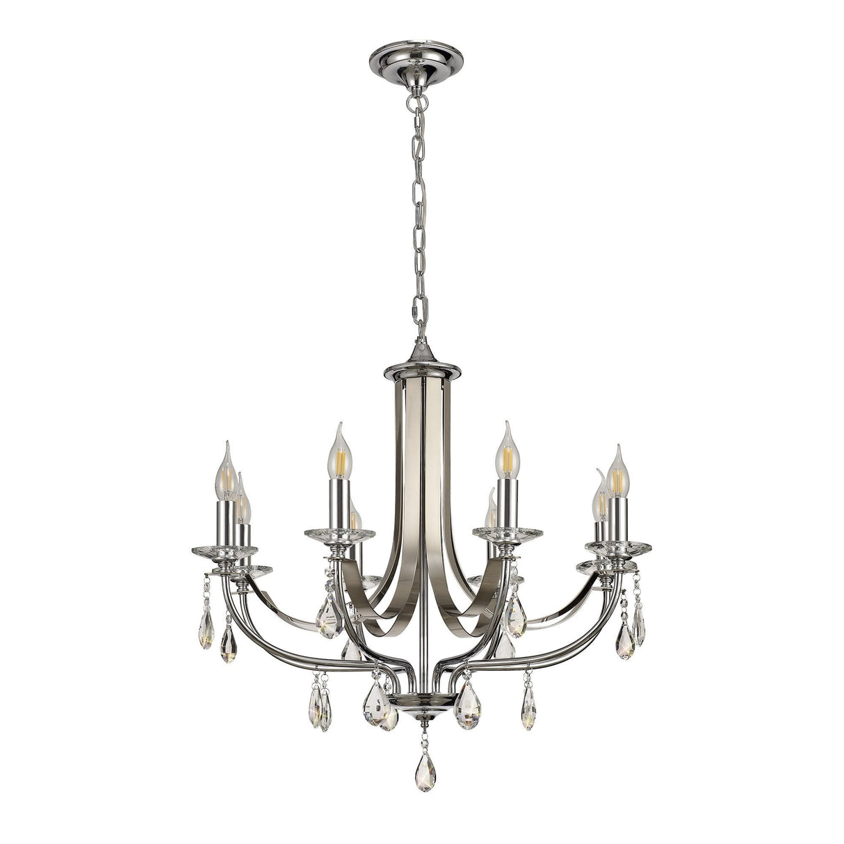 Elegance Eight-Light Pendant with Polished Chrome and Crystal Accents