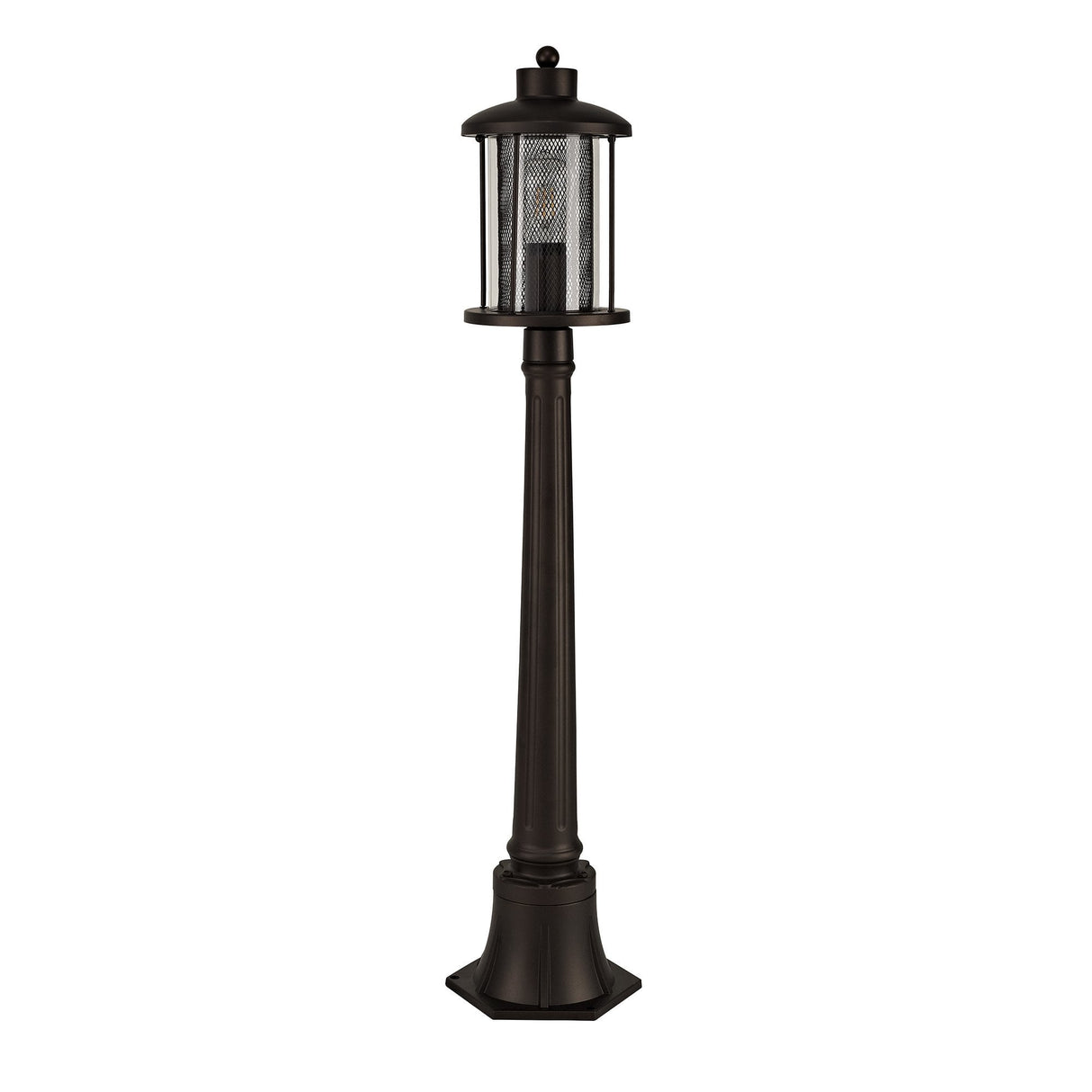 Antique Bronze Single Headed Post Lamp with Clear Glass Shade, E27 Base, IP54 Rated