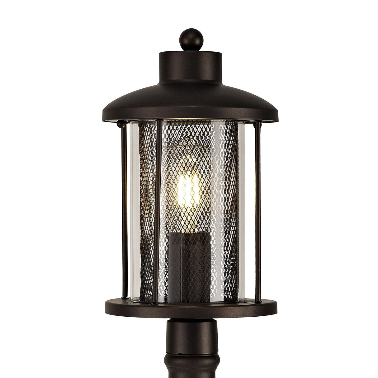 Antique Bronze Single Headed Post Lamp with Clear Glass Shade, E27 Base, IP54 Rated