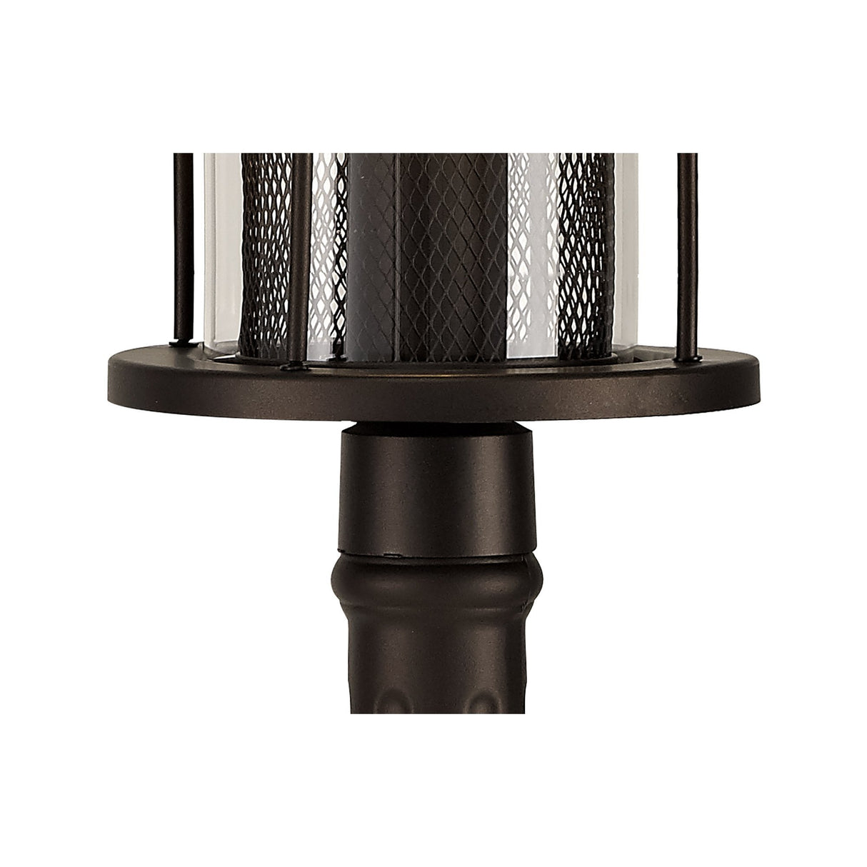 Antique Bronze Single Headed Post Lamp with Clear Glass Shade, E27 Base, IP54 Rated