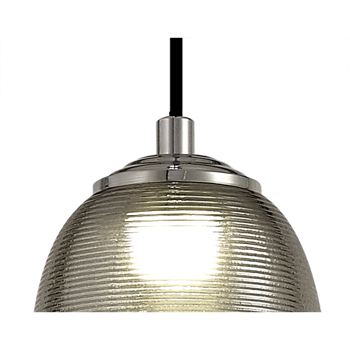 Smoked Glass Pendant Light with Integrated LED, 4000K, 720lm, Black and Chrome Finish, 3-Year Warranty