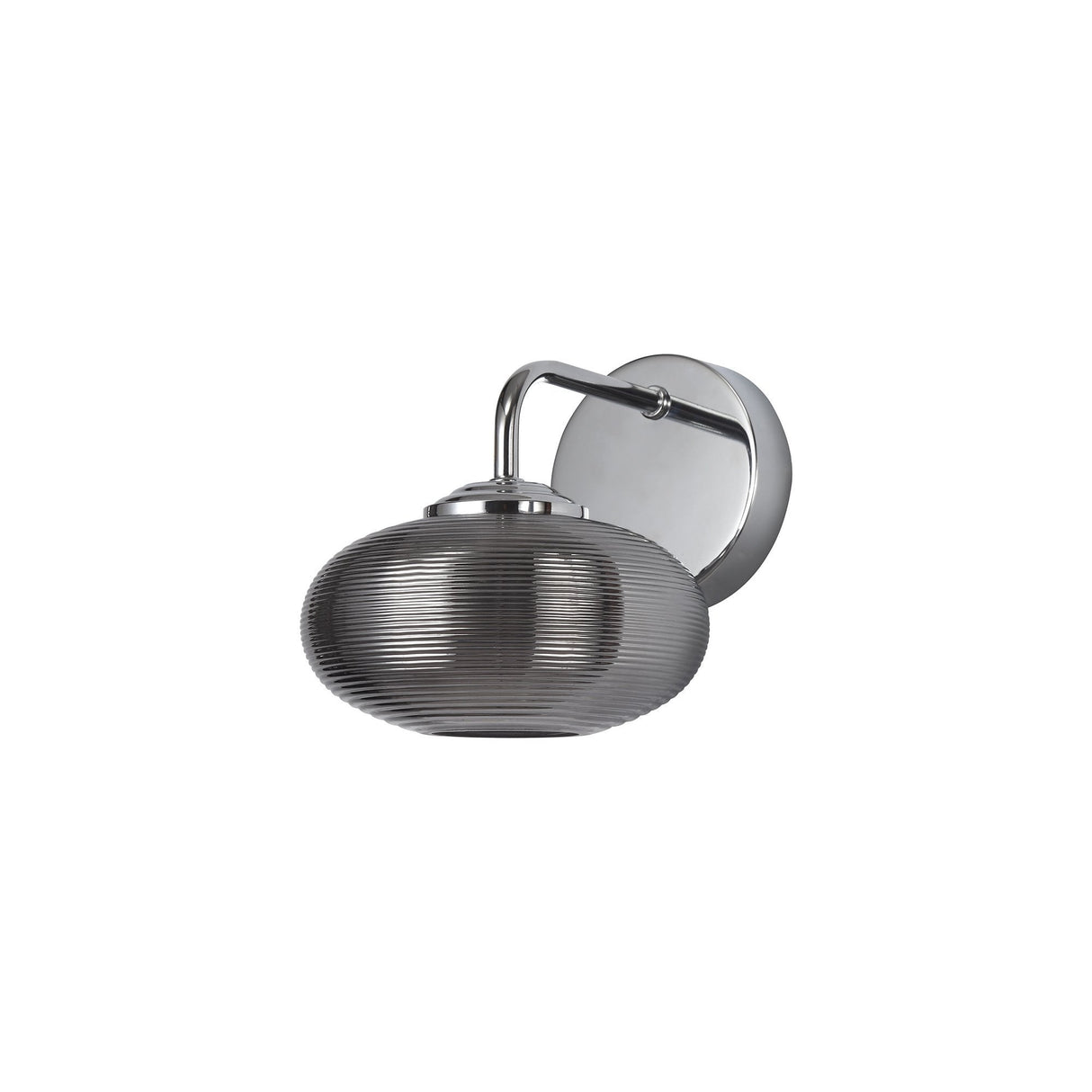 Elegant Smoked Glass LED Wall Light with Polished Chrome Finish, Integrated 8W LED, 4000K, Toggle Switched, 3-Year Warranty