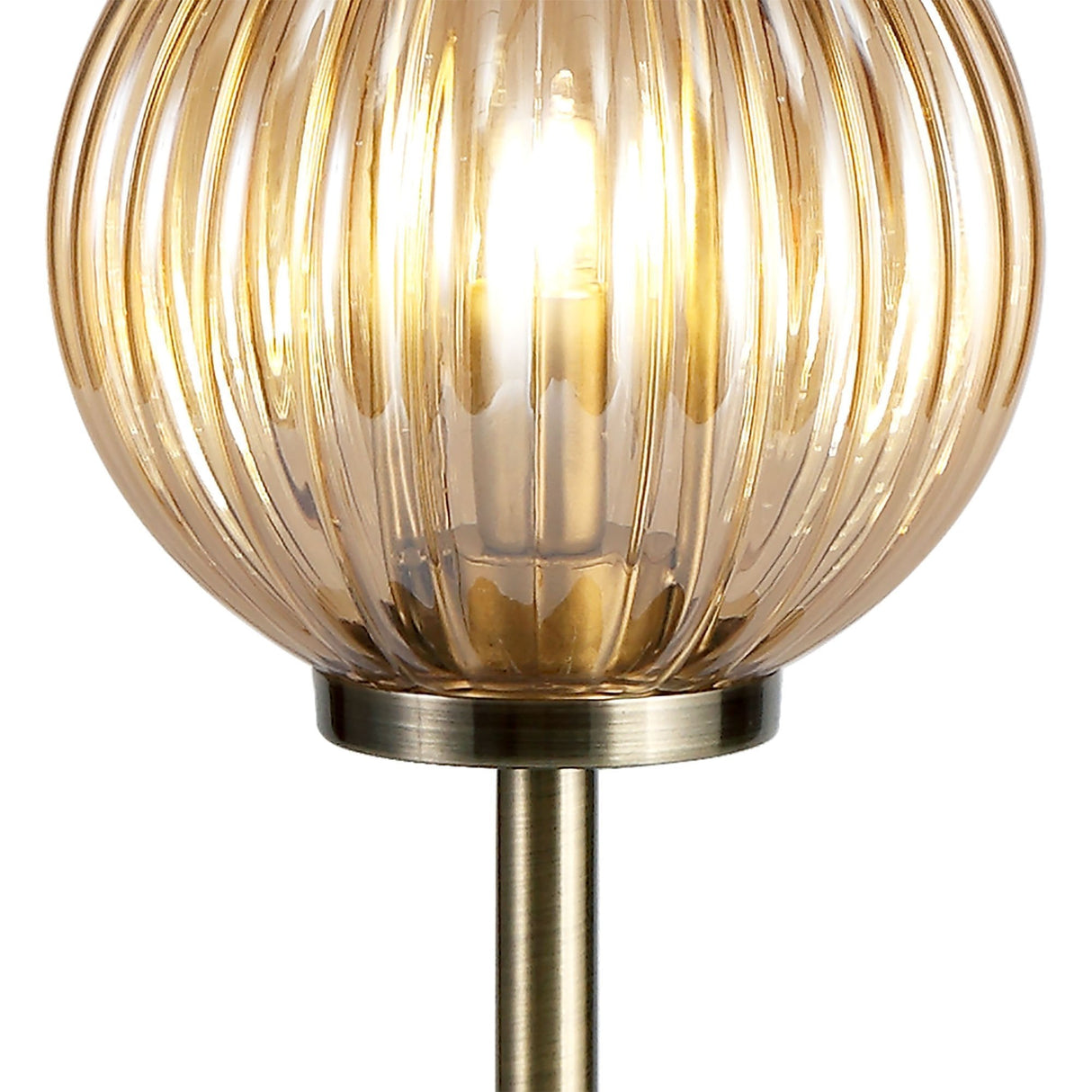 Elegant Trio Glass Table Lamp, Antique Brass with Smoky Amber Shades