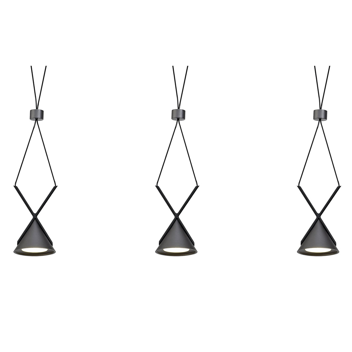 Sleek Linear Pendant Light with Frosted White Shade, 3 x 3W LED, Sand Black/Grey Finish