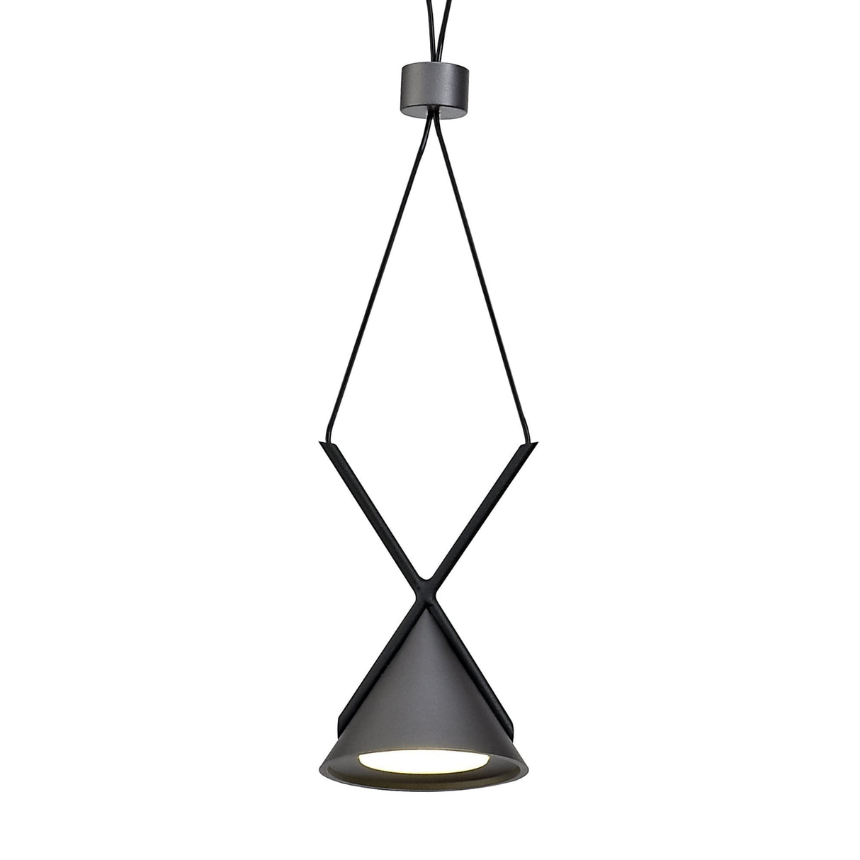 Sleek Linear Pendant Light with Frosted White Shade, 3 x 3W LED, Sand Black/Grey Finish