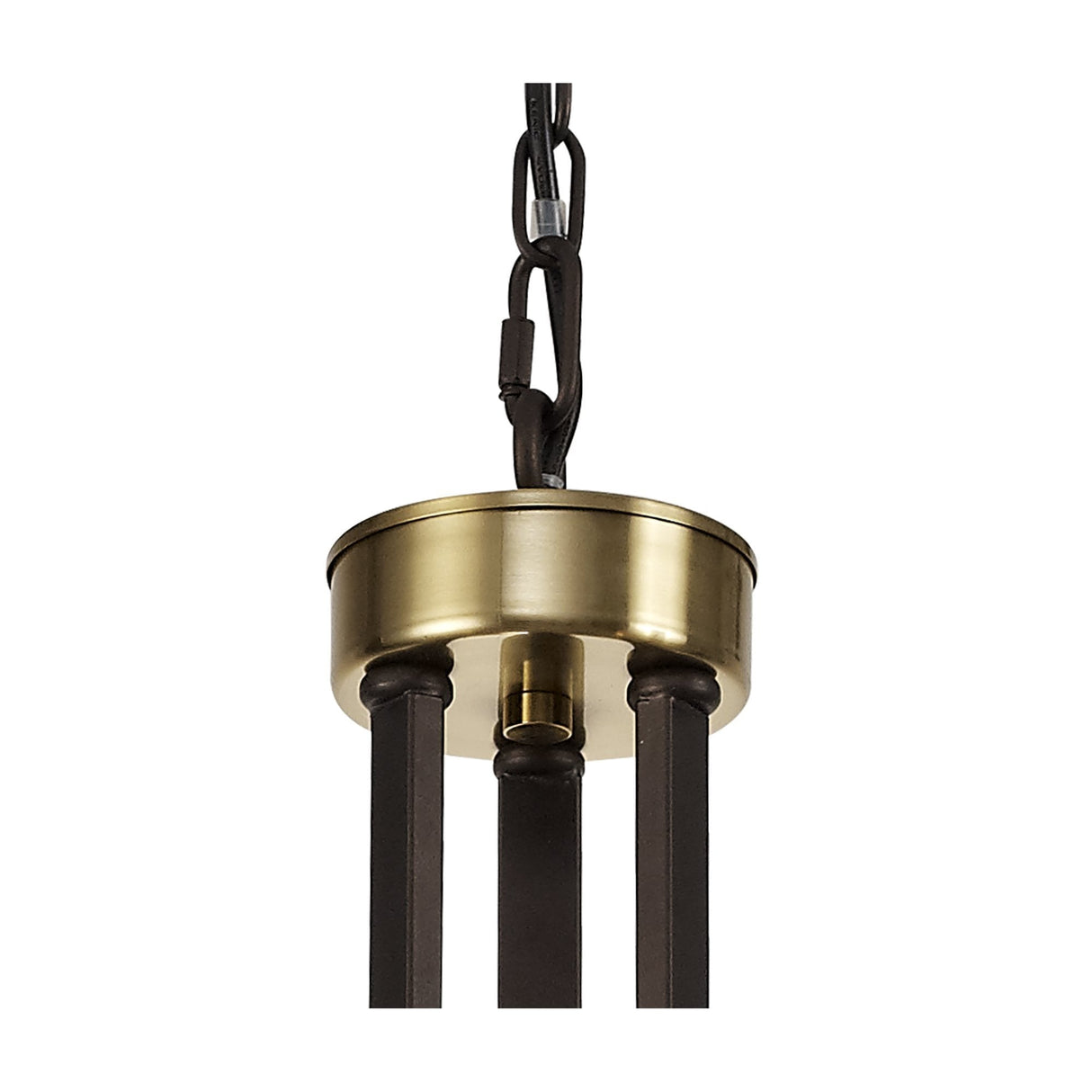 Three-Light Pendant Fixture in Brown and Bronze with Clear Glass Shades