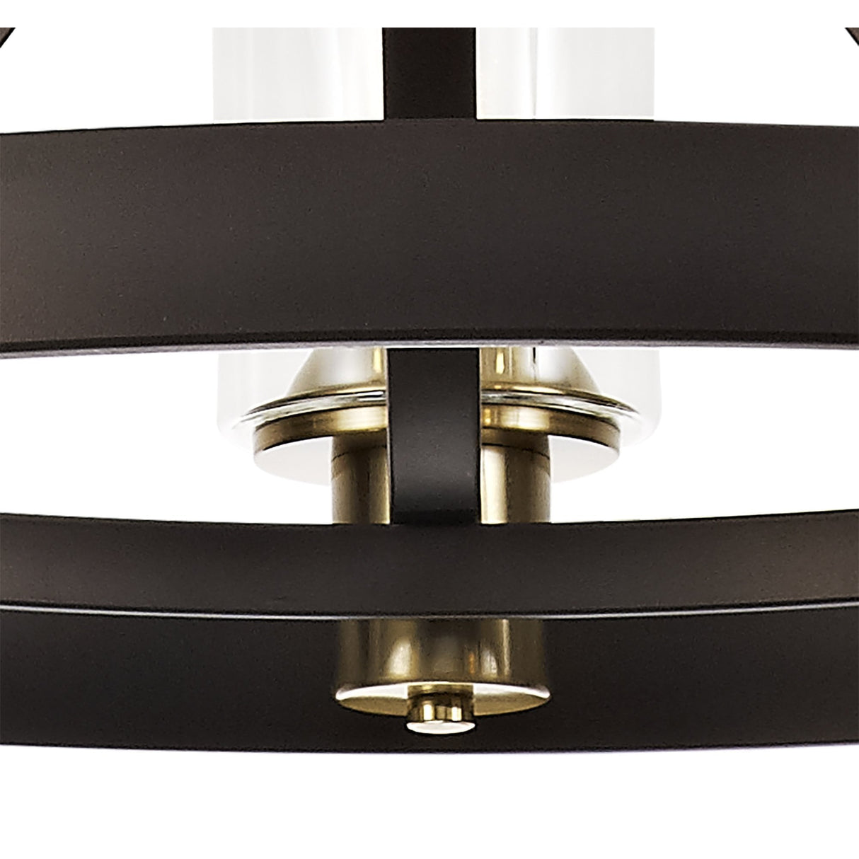 Three-Light Pendant Fixture in Brown and Bronze with Clear Glass Shades