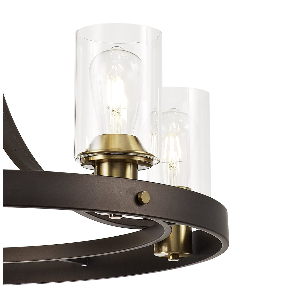 Five-Light Pendant with Clear Glass Shades and Brown Oxide/Bronze Finish
