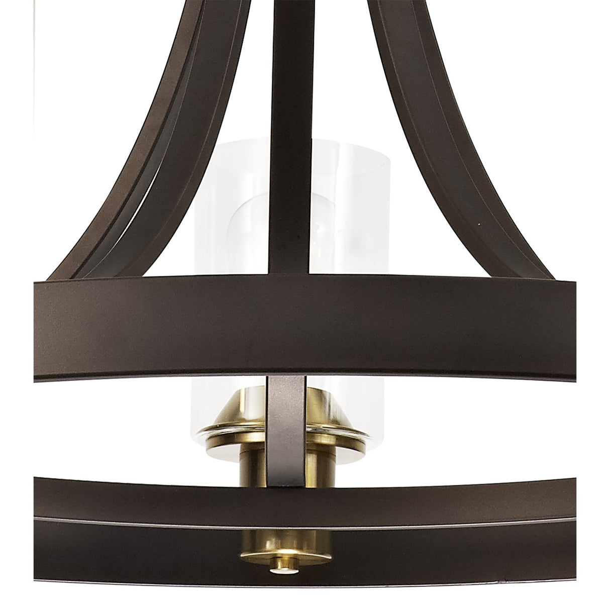 Five-Light Pendant with Clear Glass Shades and Brown Oxide/Bronze Finish