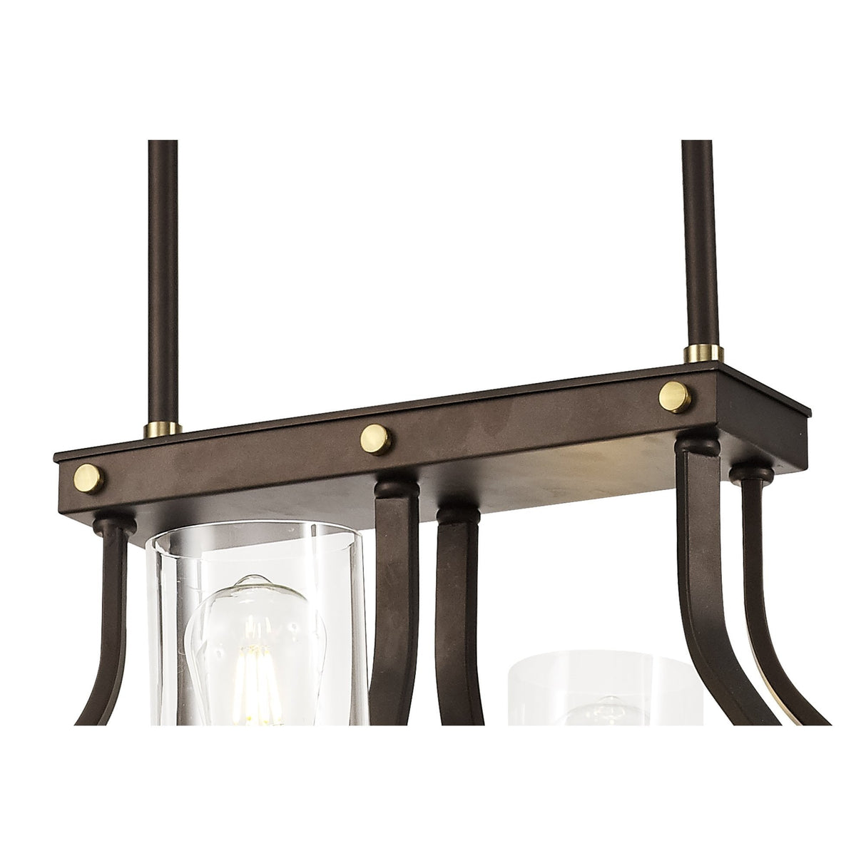 Sleek Linear Pendant with 6 Lights in Brown Oxide and Bronze Finish with Clear Glass Shades
