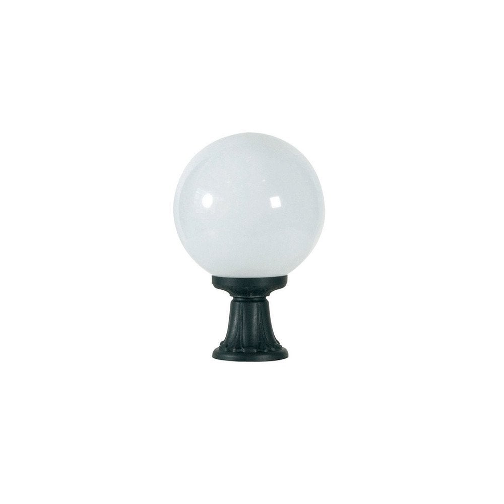 Globe 300 Minilot E27 Opal Pedestal Light - Elegant Black Outdoor Fixture