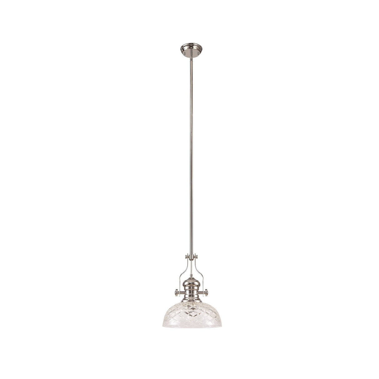 Elegant Pendant Light with 30cm Clear Glass Shade and Polished Nickel Finish, 1 x E27