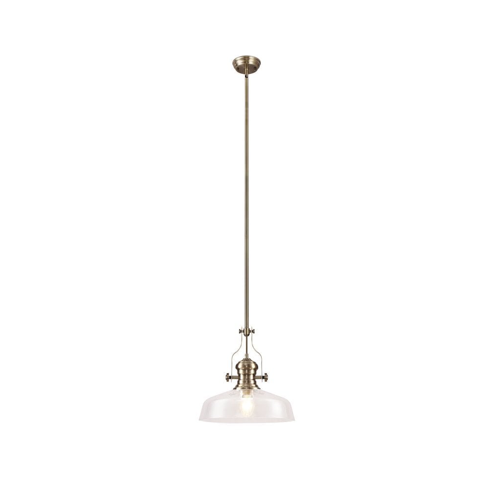 Elegant Pendant Light with 38cm Clear Glass Shade and Polished Nickel Finish