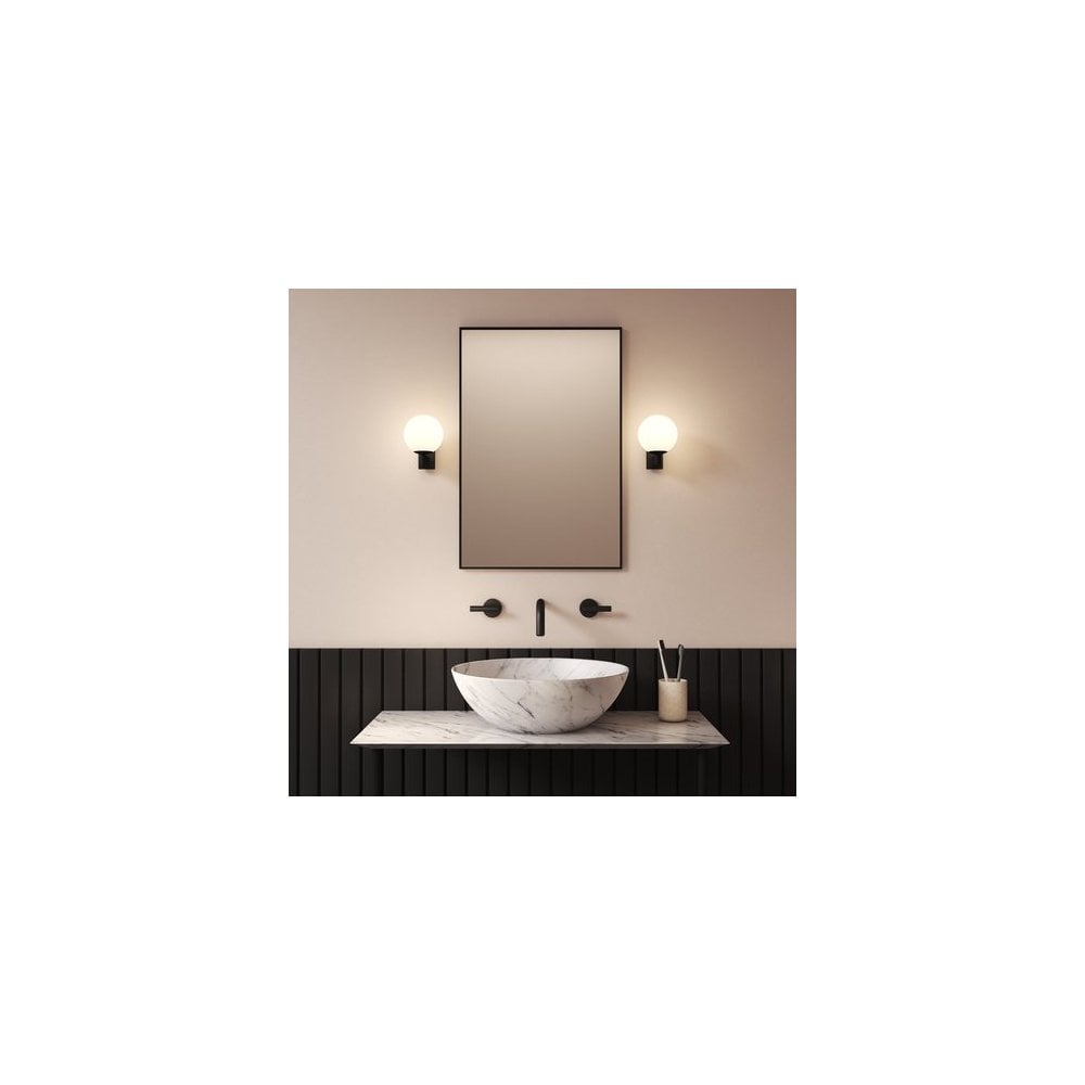 Matte Black Opal Globe Wall Sconce