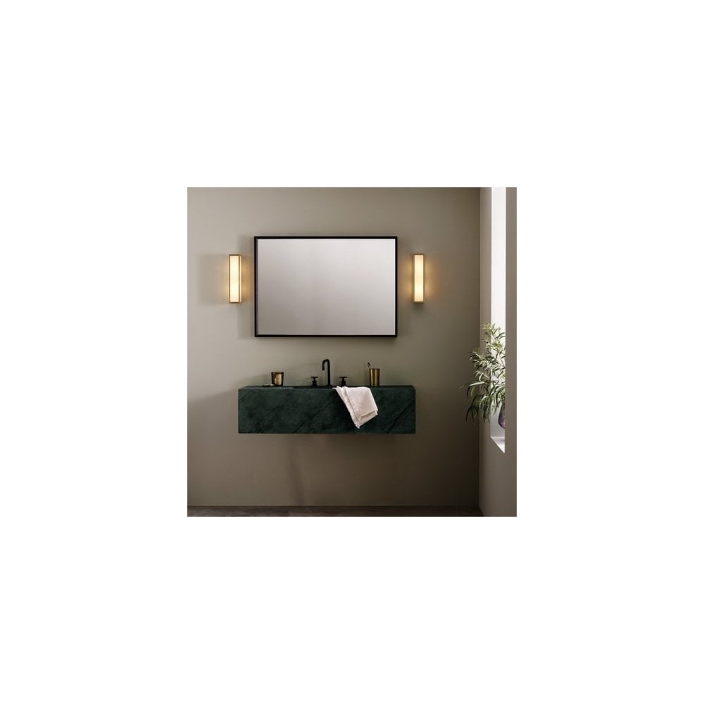 Elegant Natural Brass with Opal Glass Bathroom Wall Light