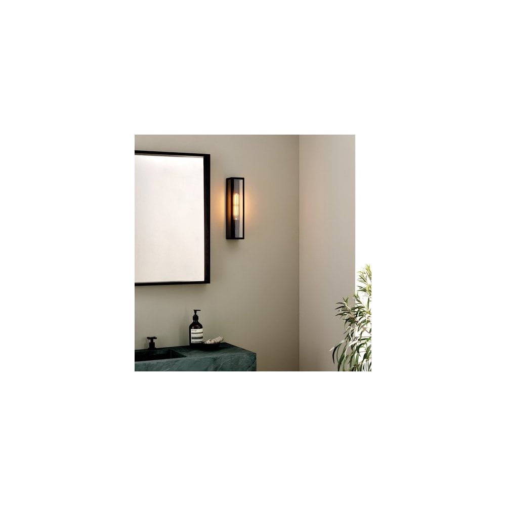 Sleek Matte Black Wall Lantern Light, 350mm Height