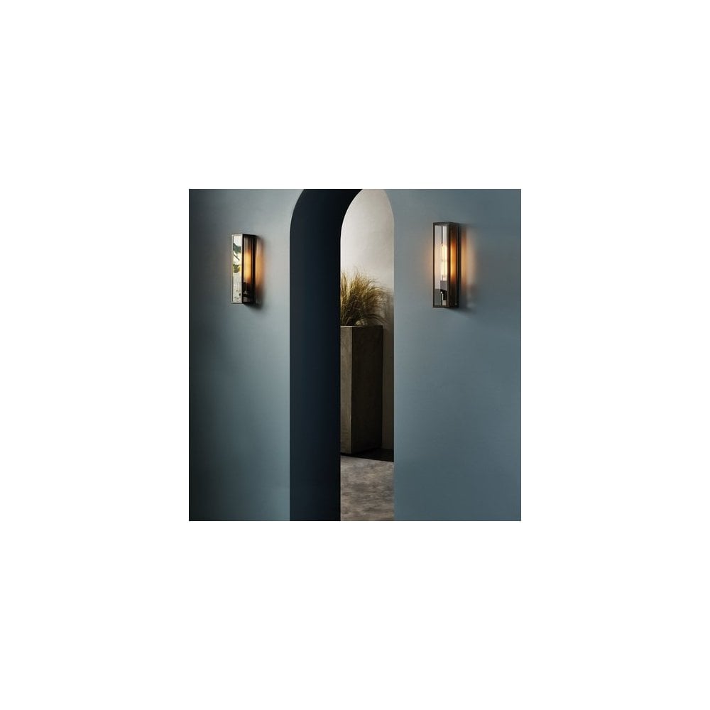 Sleek Matte Black Wall Lantern Light, 350mm Height