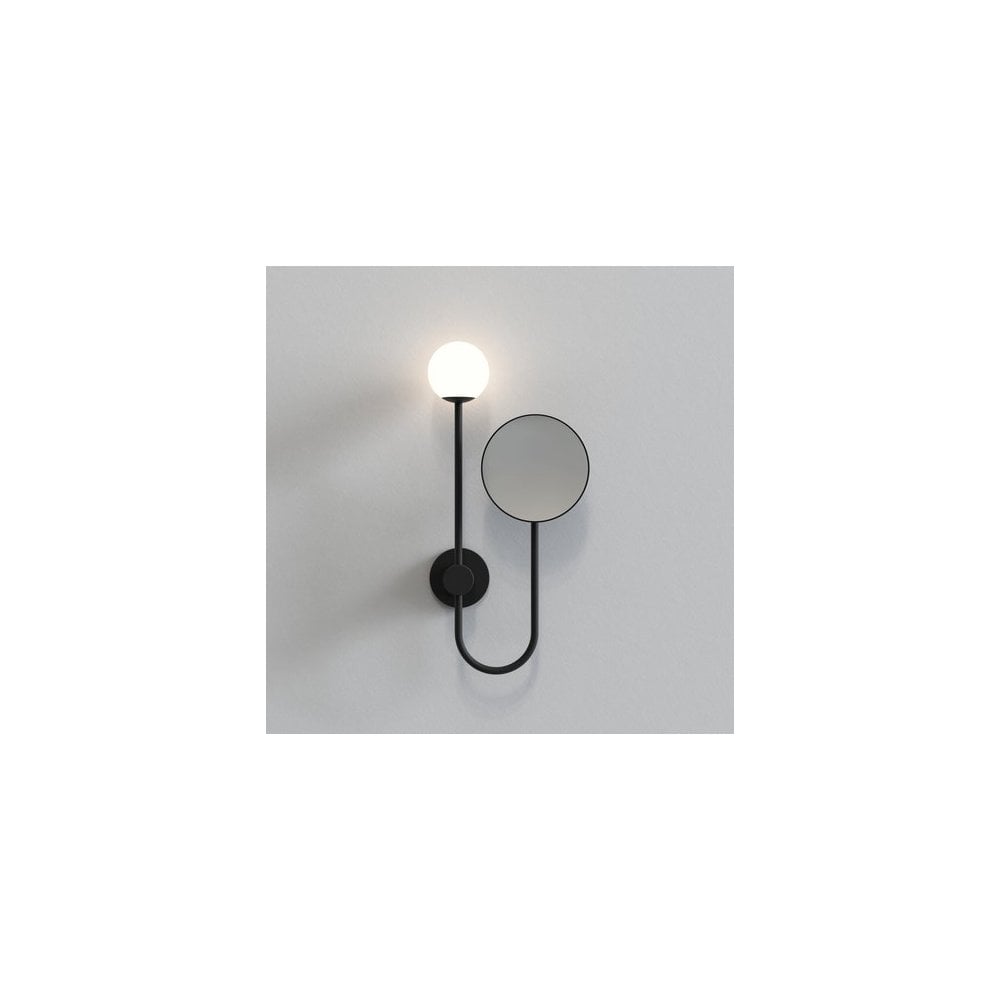 Matte Black Wall Light with Adjustable Makeup Mirror