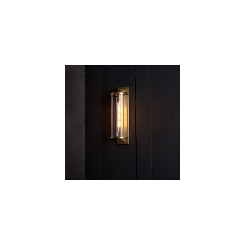 Pimlico Vintage Brass Tall Outdoor Wall Lantern, 500mm