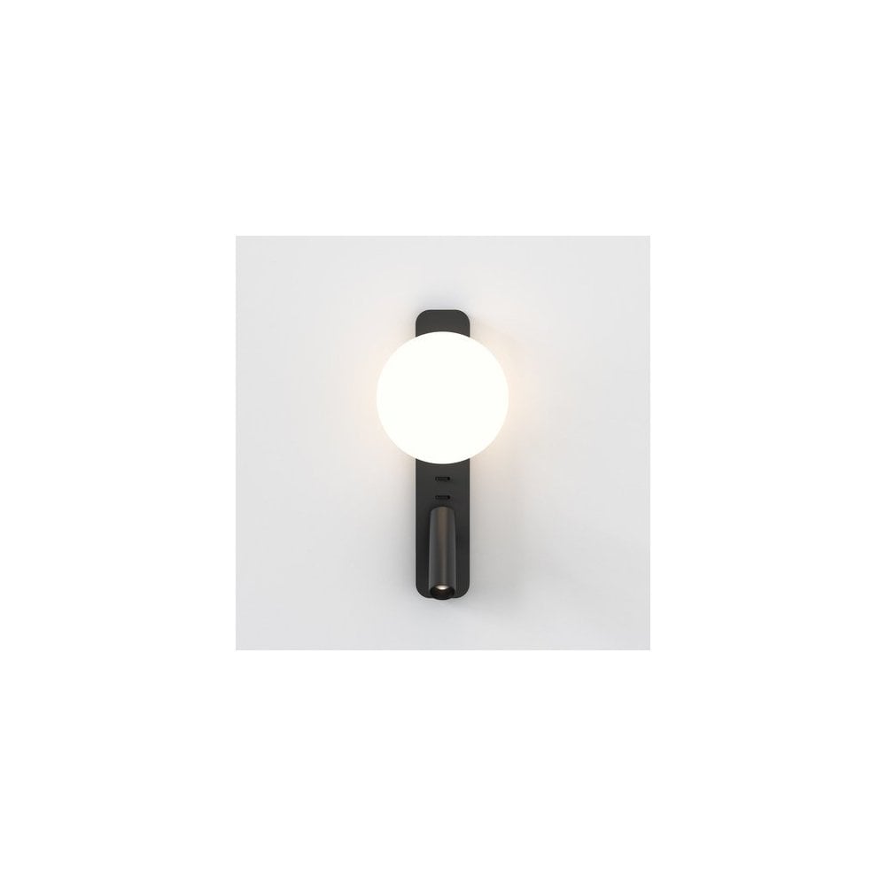 Sleek Zeppo Wall Light with Globe in Matte Black Finish