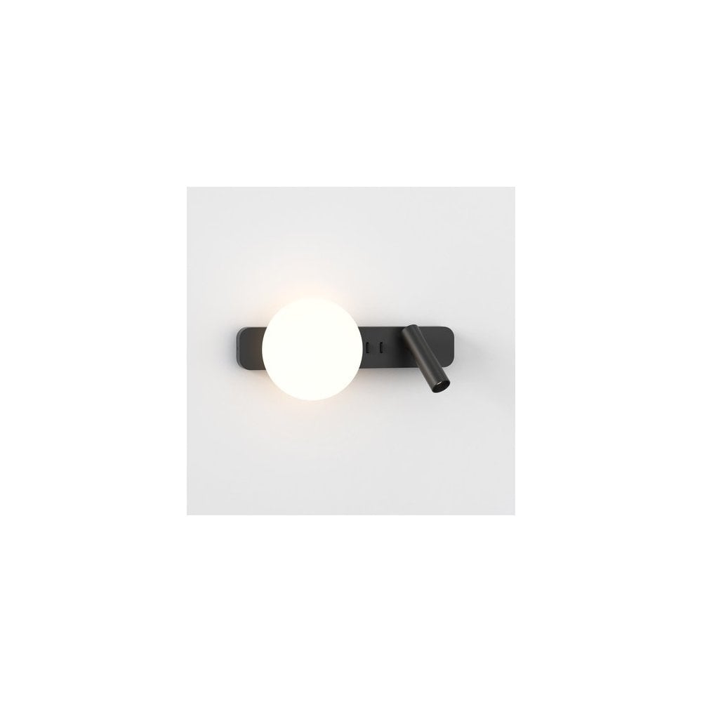 Sleek Zeppo Wall Light with Globe in Matte Black Finish