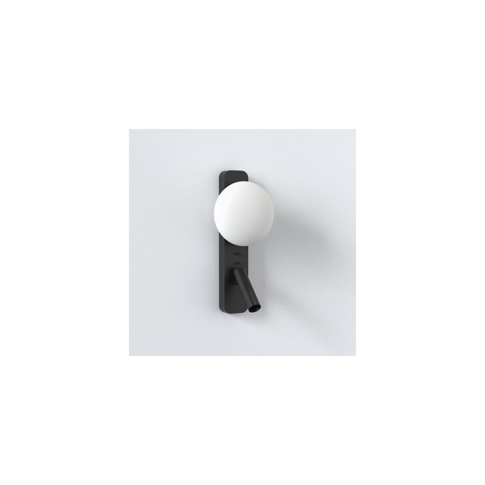 Sleek Zeppo Wall Light with Globe in Matte Black Finish