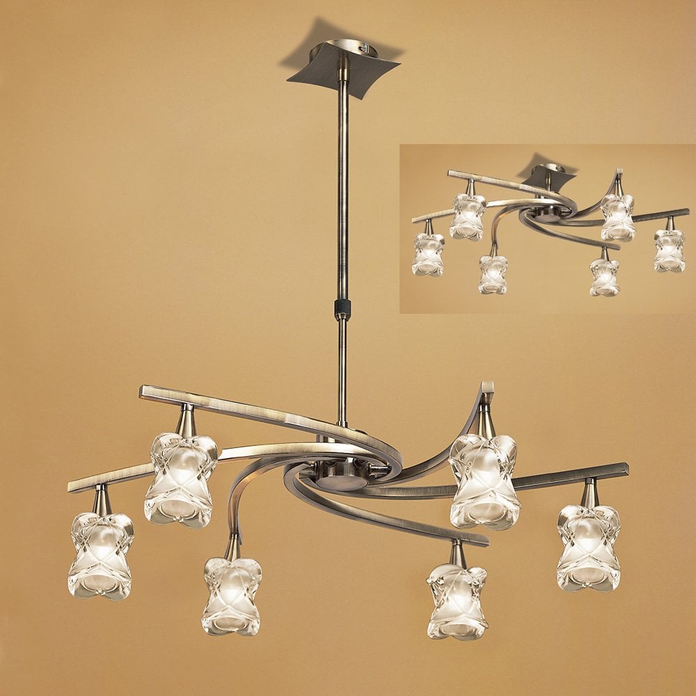 Rosa Del Desierto Convertible Telescopic 6-Light Pendant in Antique Brass