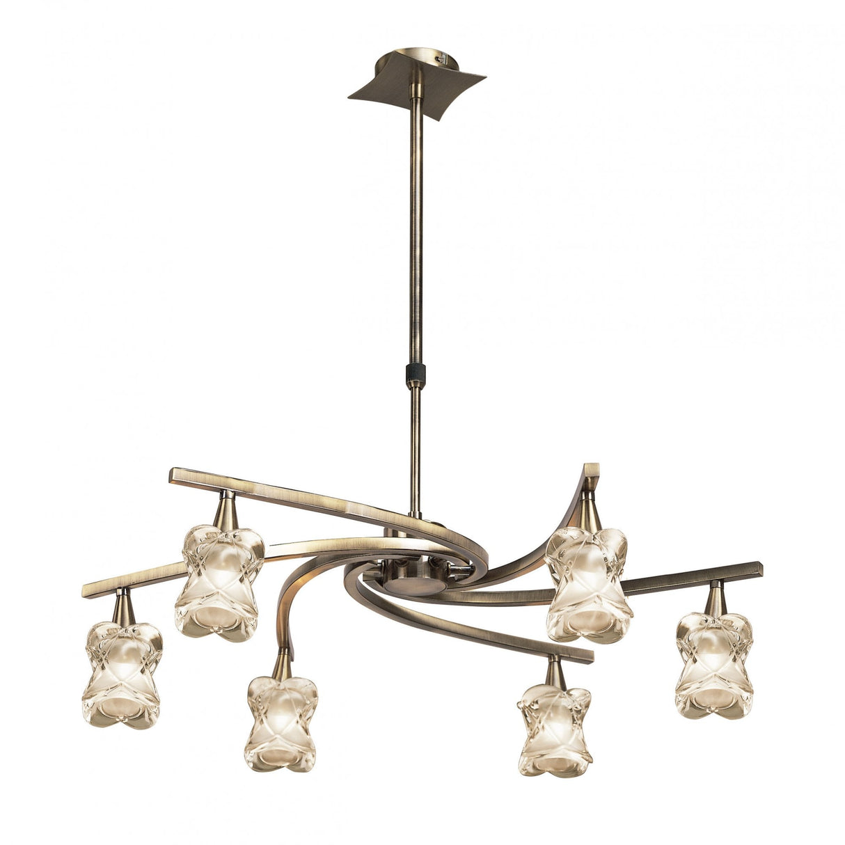 Rosa Del Desierto Convertible Telescopic 6-Light Pendant in Antique Brass