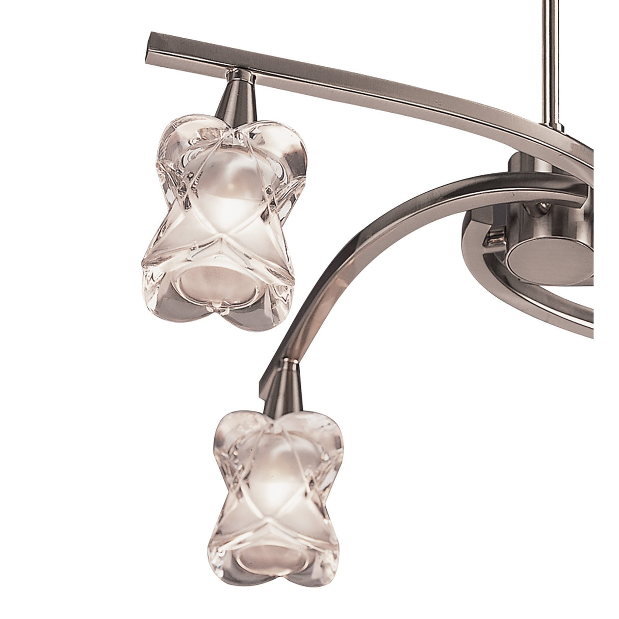 Rosa Del Desierto Satin Nickel Pendant with Frosted Glass Shades - Convertible Design