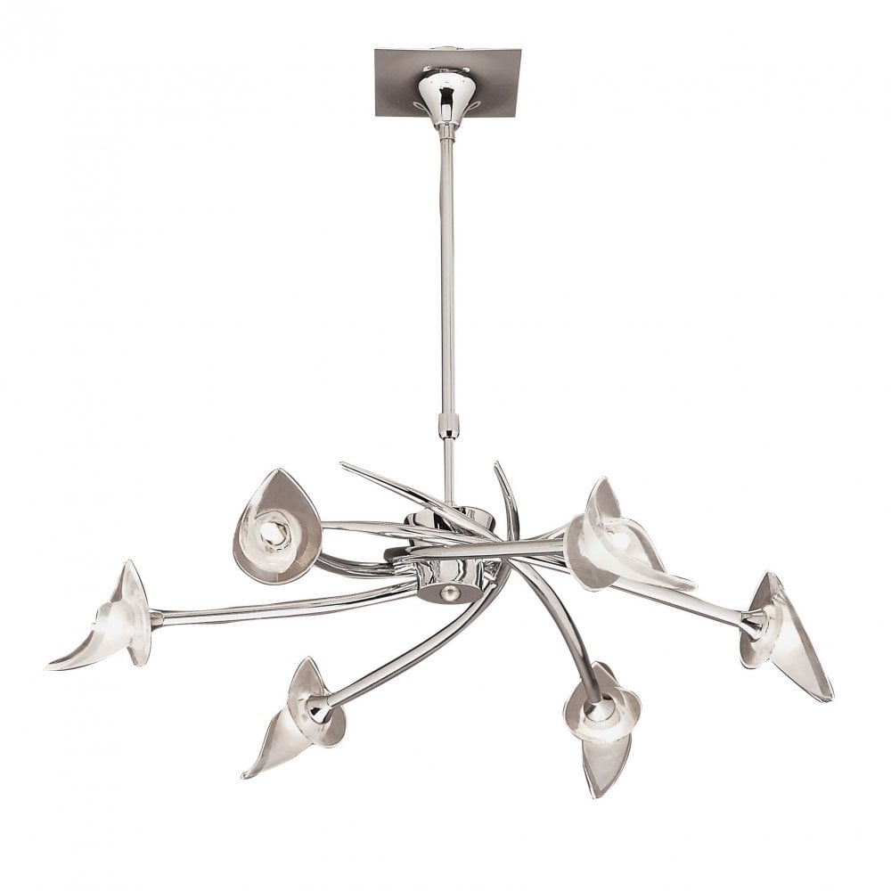 Flavia Telescopic Convertible Pendant with Frosted Glass Shades, Polished Chrome Finish