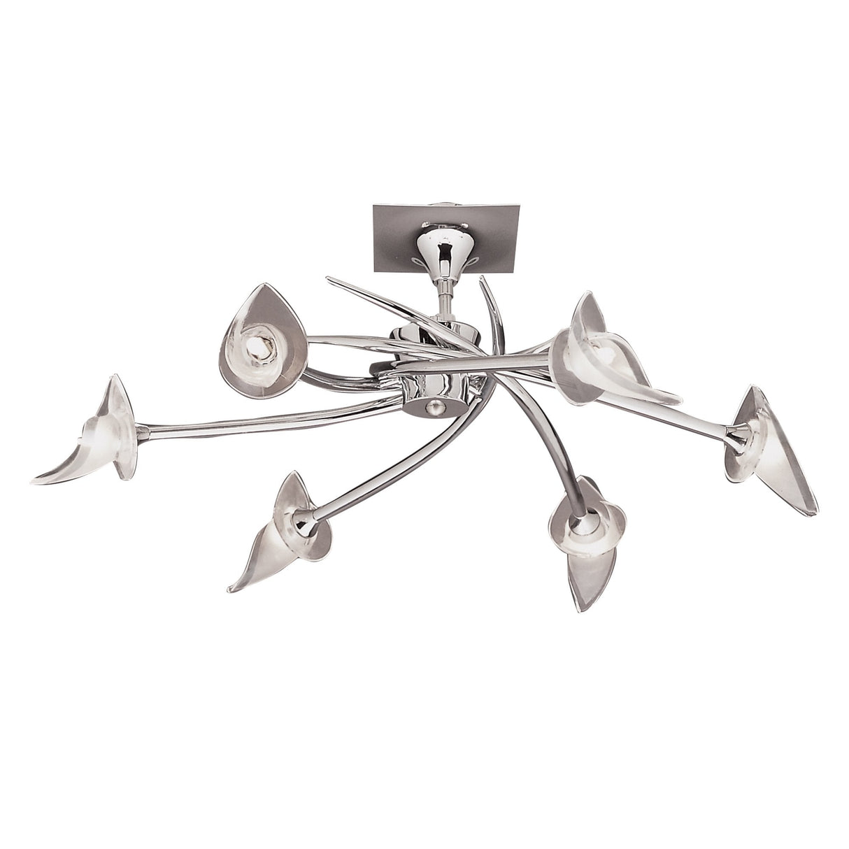 Flavia Telescopic Convertible Pendant with Frosted Glass Shades, Polished Chrome Finish
