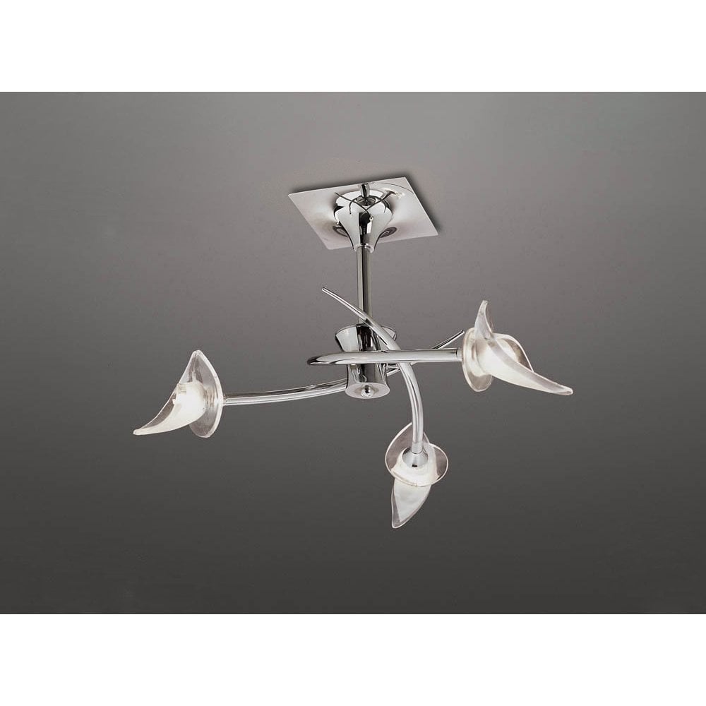 Flavia Three-Light Semi-Flush Mount in Polished Chrome