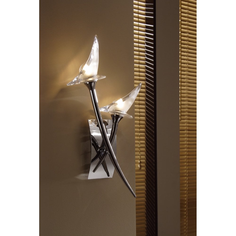 Flavia Dual Light Switched Wall Lamp, Polished Chrome Finish