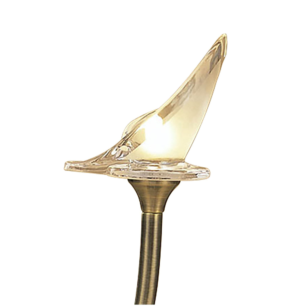 Flavia Table Lamp with Antique Brass Finish, Elegant Curves, and Frosted Glass Shade