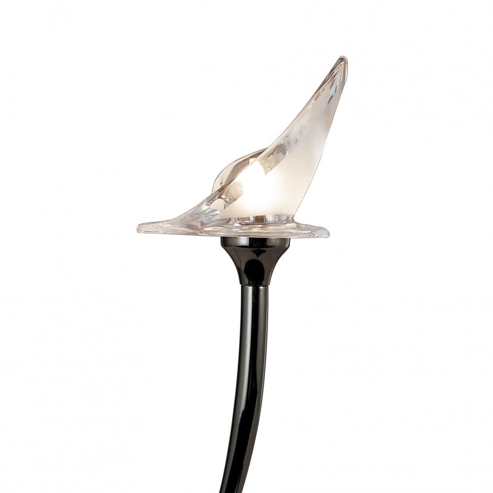 Flavia Black Chrome Curved Design Table Lamp with Frosted Glass Shade