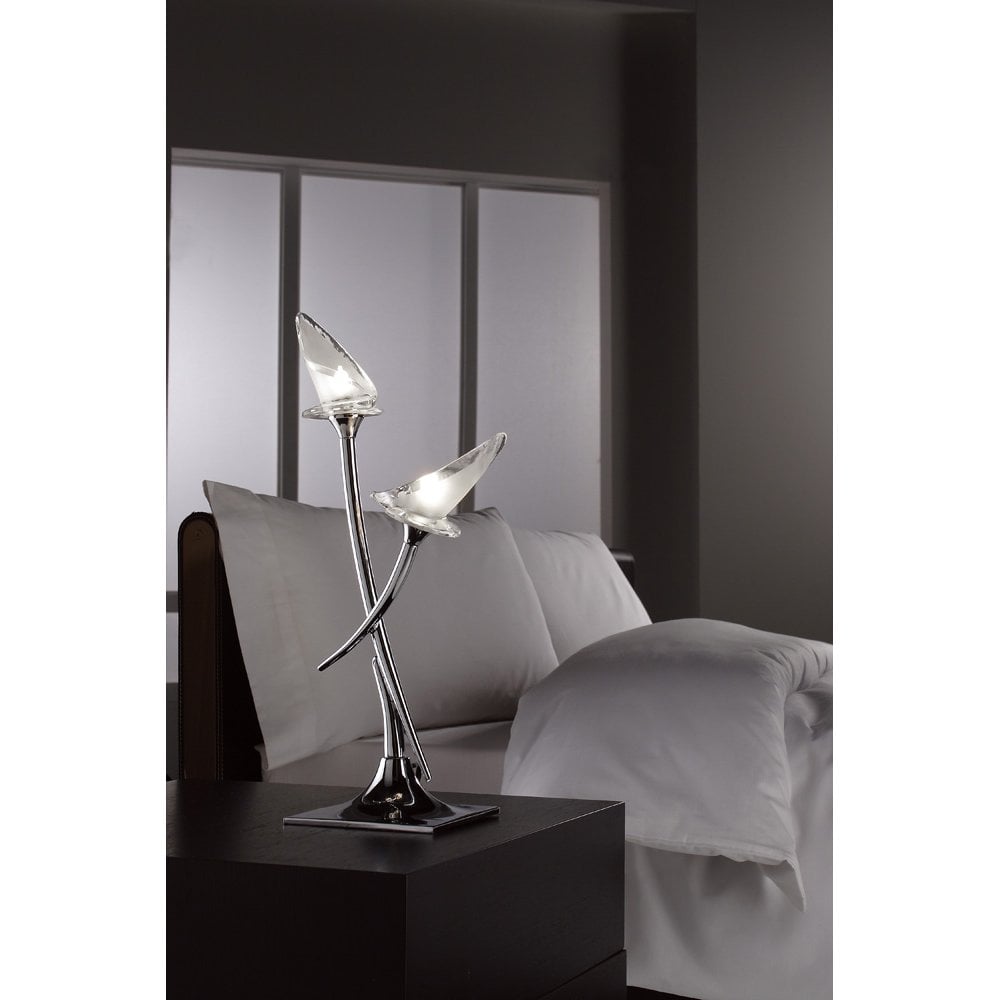 Elegant Flavia Dual Light Table Lamp in Polished Chrome Finish