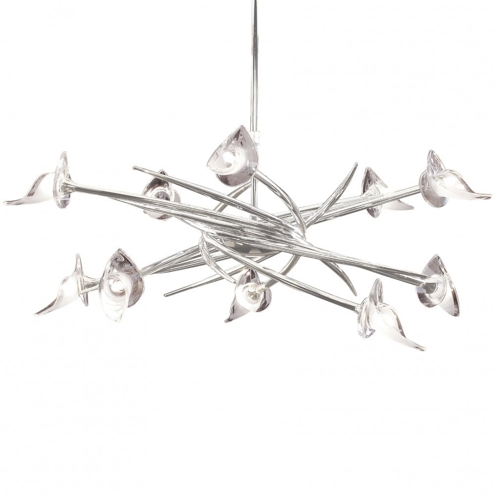 Flavia 10-Light Polished Chrome Pendant with Frosted & Clear Glass Shades