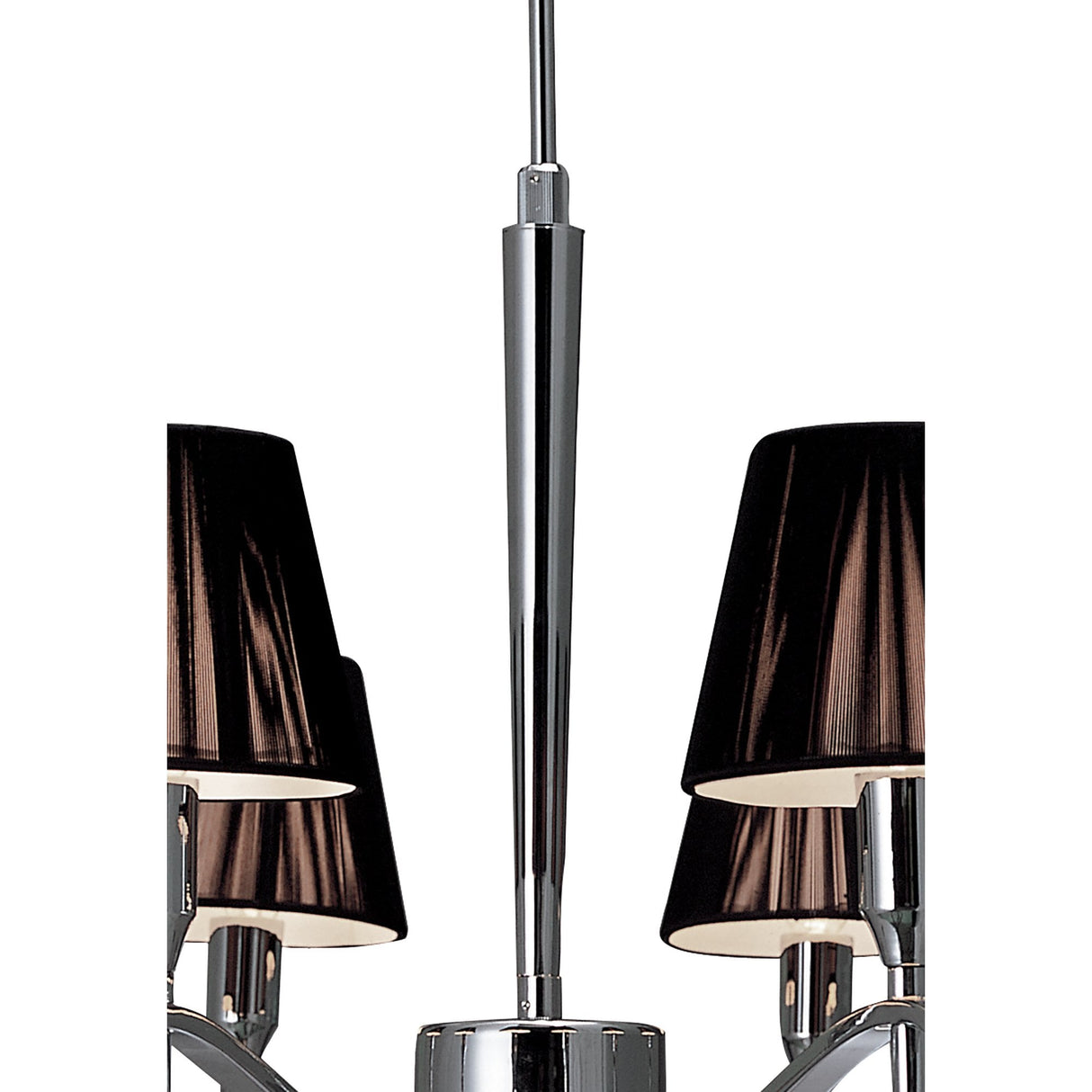 Siena 8-Light Round Pendant in Polished Chrome with Black Shades and Crystals