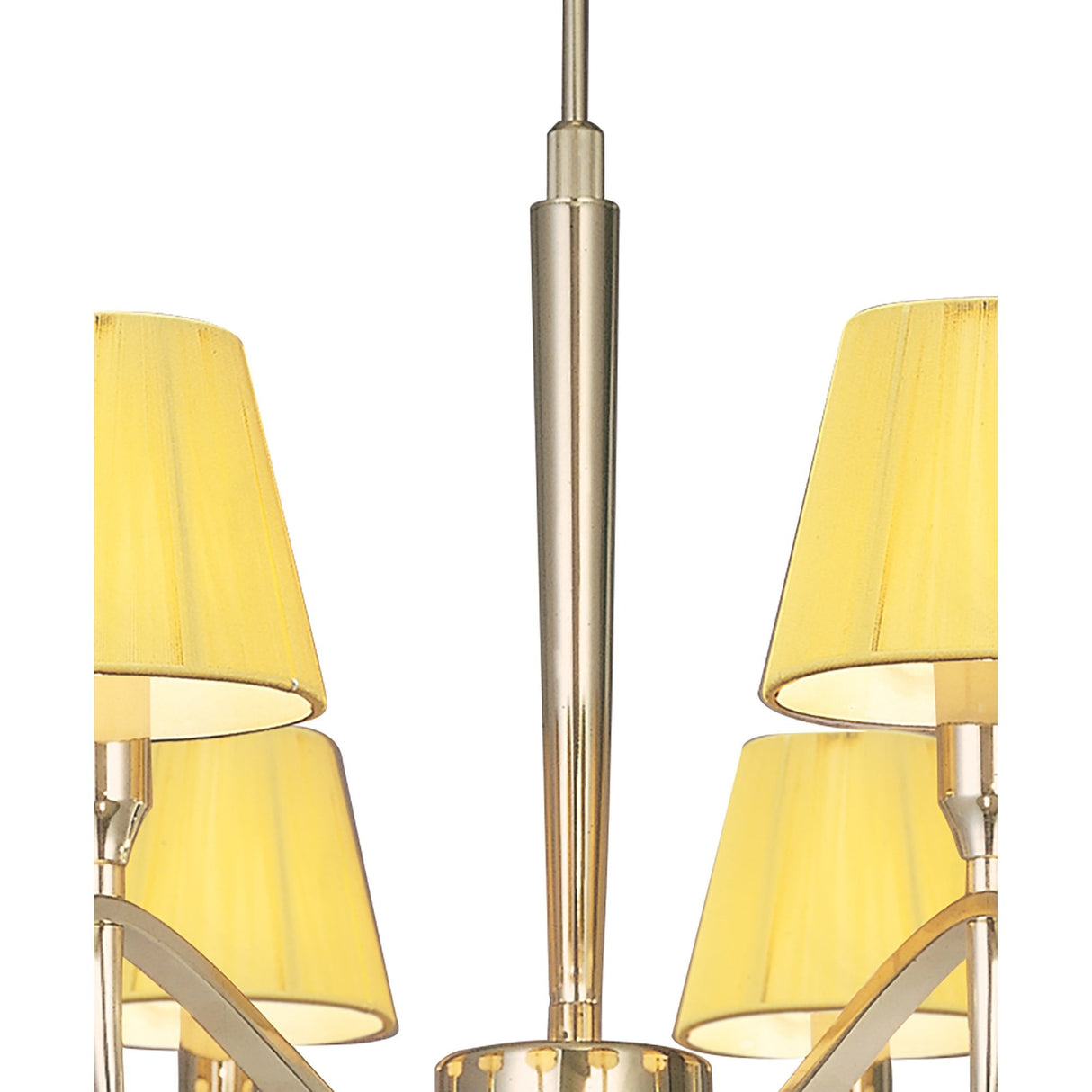 Siena Pendant Round 8-Light Chandelier in Polished Brass with Amber Cream Shades and Clear Crystals