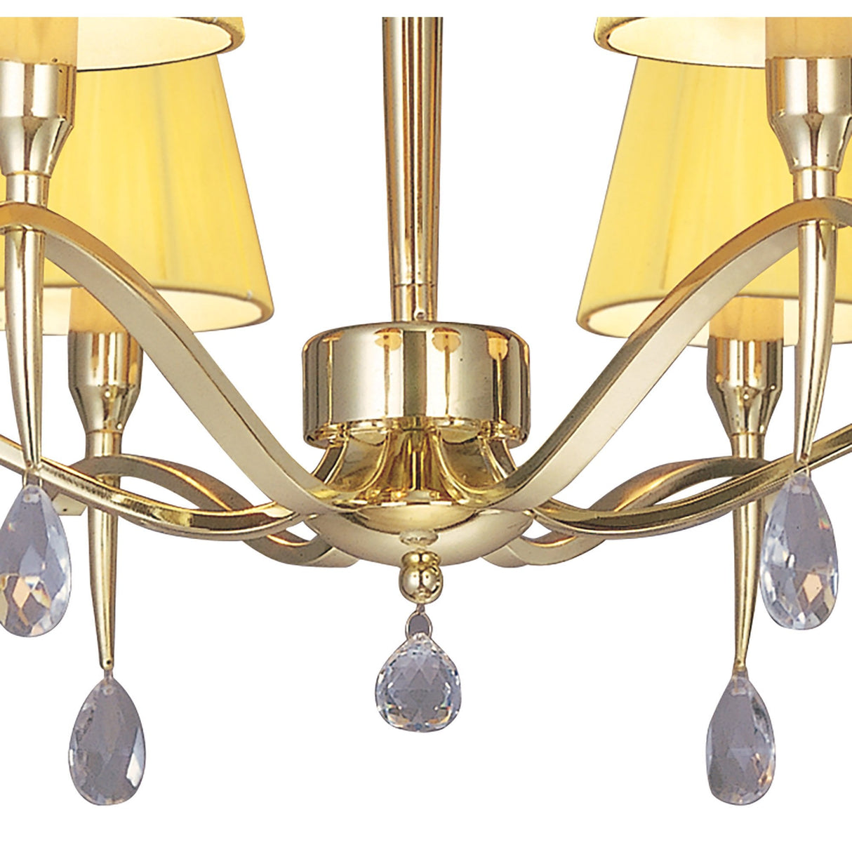Elegant Siena Pendant: 6-Light Polished Brass with Amber Cream Shades & Crystal Accents